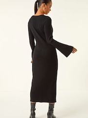 Roman Petite Knitted Button Detail Midi Dress - Imagen 3 de 5