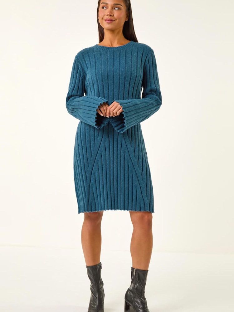 Roman Blue Petite High Neck Knitted Dress - Image 2 of 5 Roman Blue Petite High Neck Knitted Dress - Image 2 of 5