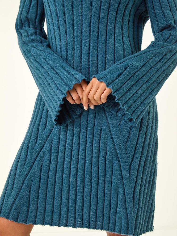 Roman Blue Petite High Neck Knitted Dress - Image 5 of 5 Roman Blue Petite High Neck Knitted Dress - Image 5 of 5