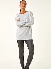 Roman Grey Petite Sequin Cable Knit Jumper - Image 2 of 5
