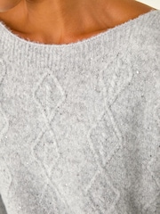Roman Grey Petite Sequin Cable Knit Jumper - Image 5 of 5