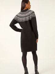 Roman Black Petite Fairisle Knit Dress - Image 3 of 5