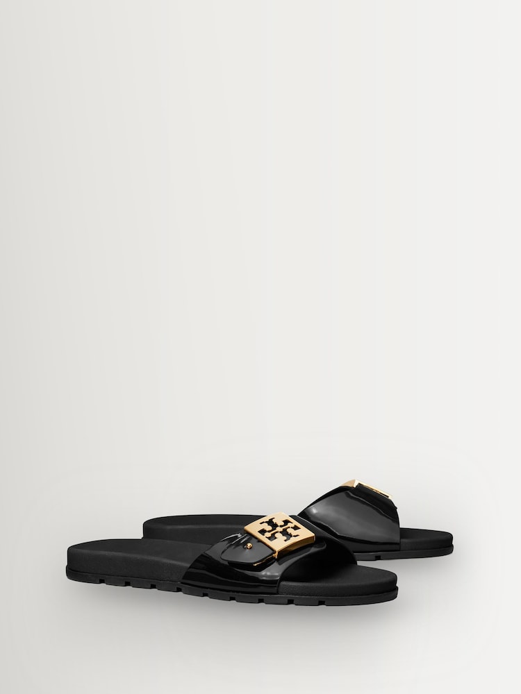 Tory Burch Black Mellow Buckle Slides - Image 2 of 4