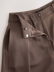 Brown Satin Barrel Tailored Trousers - Image 8 of 9