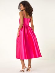 Roman Pink Twill Cami Pleated Midi Dress - Image 3 of 5