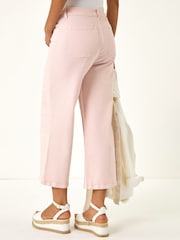 Roman Pink Denim Pocket Detail Wide Leg Trousers - Image 3 of 5