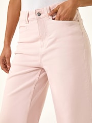 Roman Pink Denim Pocket Detail Wide Leg Trousers - Image 5 of 5