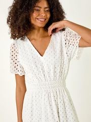 Roman White Broderie Anglaise Tiered Dress - Image 4 of 5