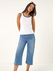 Roman White Contrast Stitch Vest Top - Image 2 of 5