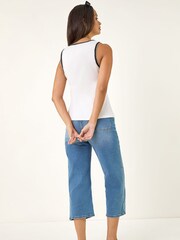 Roman White Contrast Stitch Vest Top - Image 3 of 5