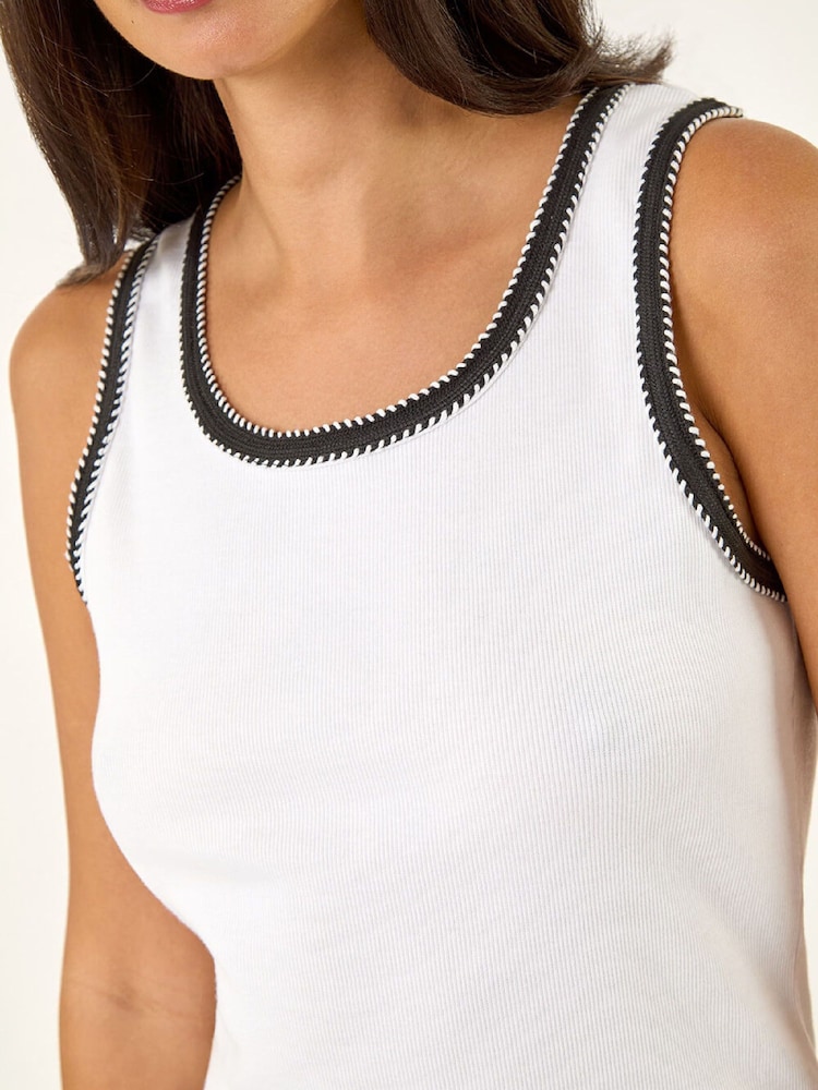 Roman White Contrast Stitch Vest Top - Image 5 of 5