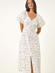 Roman White Ditsy Broderie Maxi Dress - Image 4 of 5