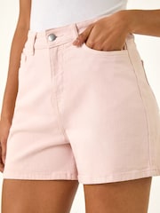 Roman Pink High Waisted Denim Stretch Shorts - Image 5 of 5