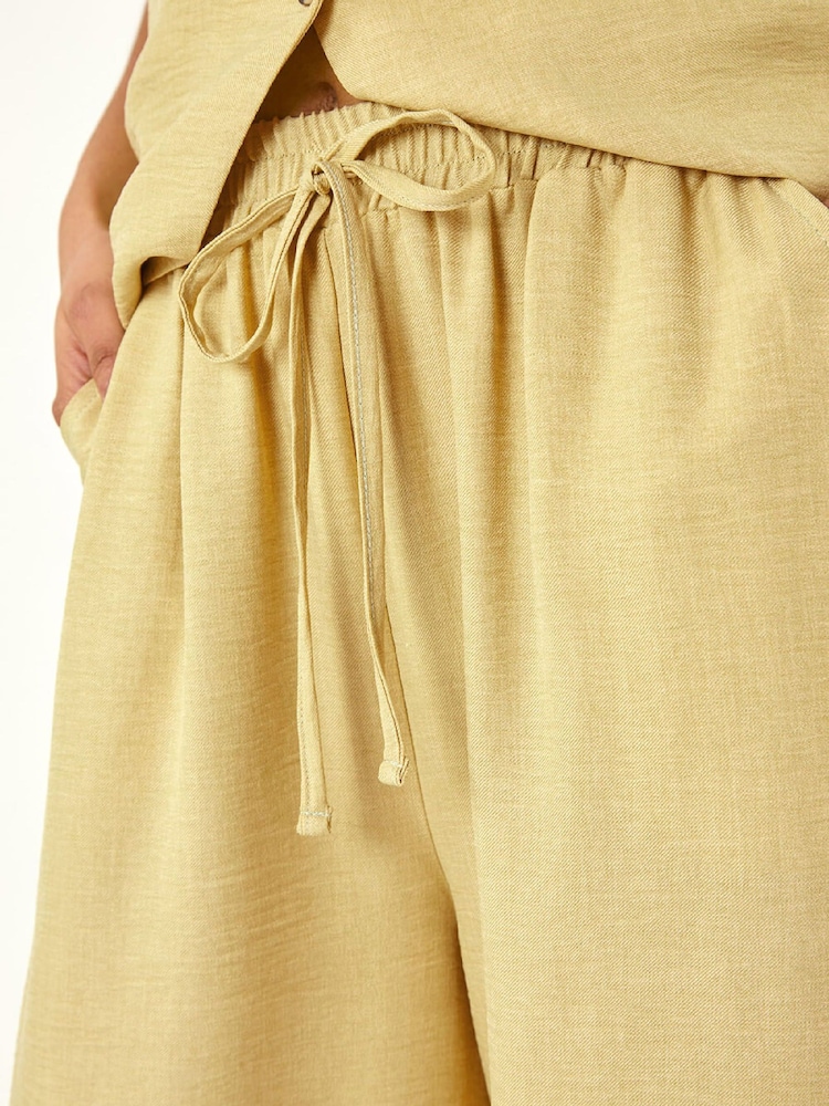 Roman Green Elasticated Waist Wide Leg Trousers - Image 5 of 5 Roman Green Elasticated Waist Wide Leg Trousers - Image 5 of 5