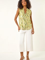 Roman Yellow Foil Print Sleeveless Blouse - Image 2 of 5