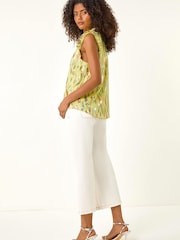 Roman Yellow Foil Print Sleeveless Blouse - Image 3 of 5