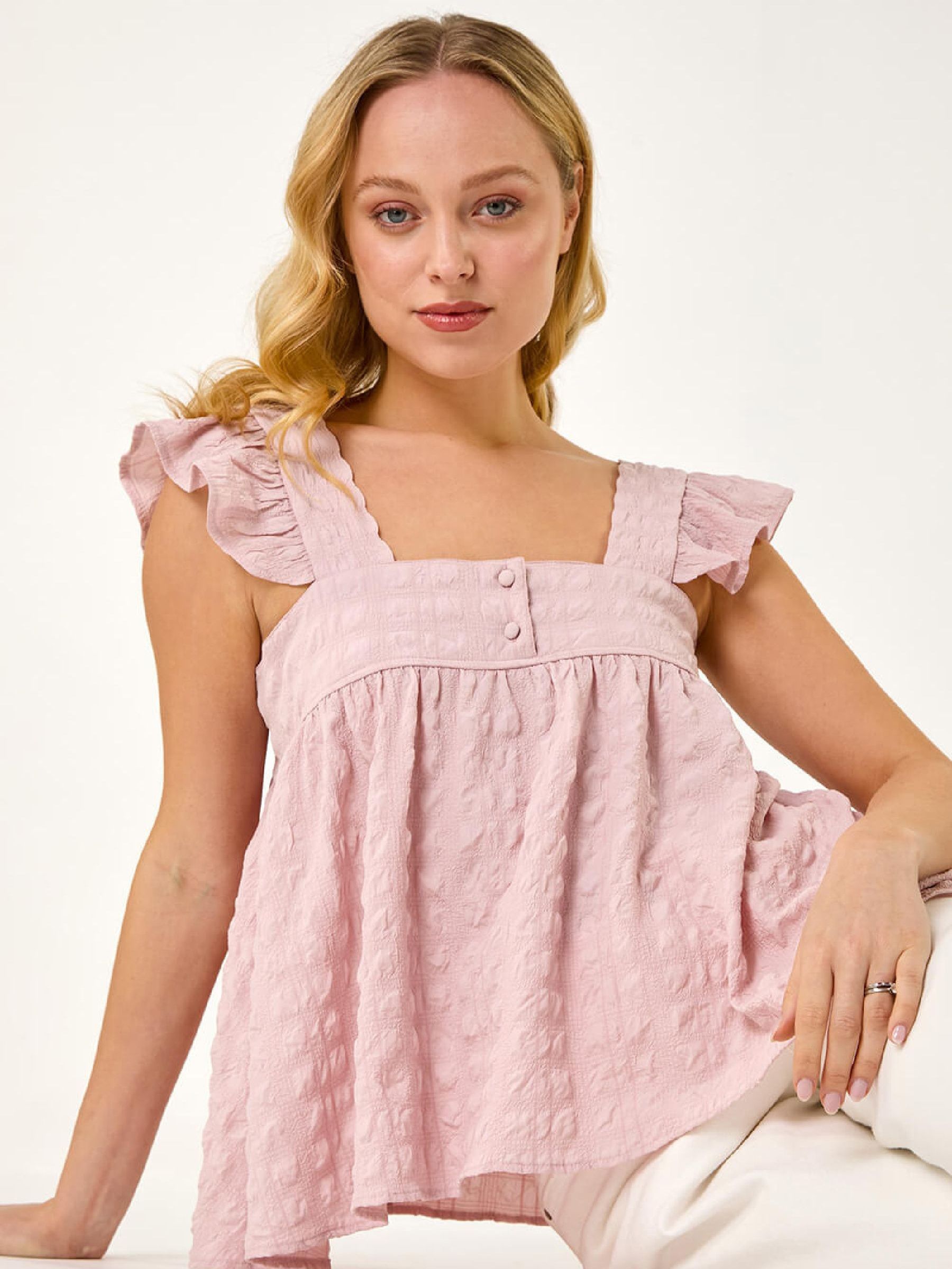 Buy Roman Pink Textured Bubble Button Cami Top from Next Canada