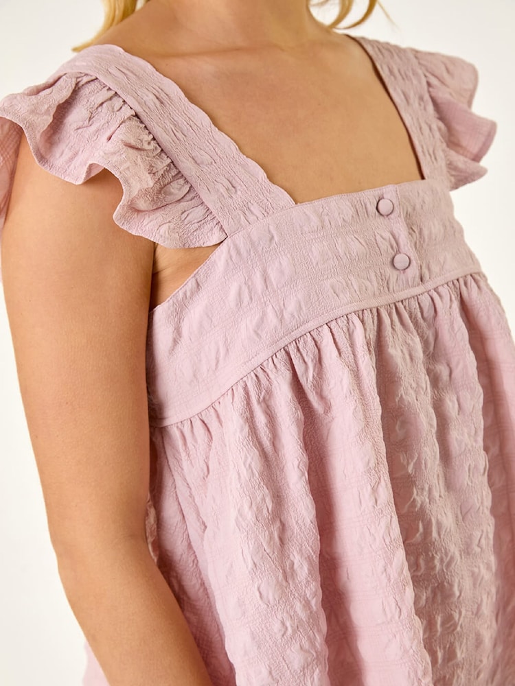 Roman Pink Textured Bubble Button Cami Top - Image 5 of 5 Roman Pink Textured Bubble Button Cami Top - Image 5 of 5