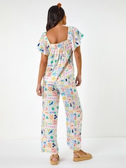 Roman Patchwork Palm Ruffle Shirt - صورة 2 من 5