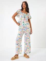 Roman Patchwork Palm Ruffle Shirt - صورة 3 من 5