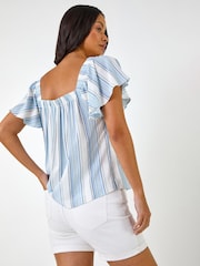 Roman Stripe Ruffle Shirt - صورة 2 من 5