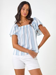 Roman Stripe Ruffle Shirt - صورة 4 من 5