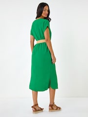 Roman Green Wrap Front Belted Midi Dress - Image 3 of 5