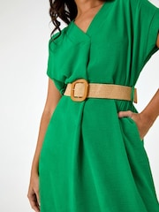 Roman Green Wrap Front Belted Midi Dress - Image 5 of 5