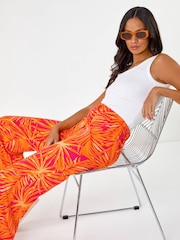 Roman Orange Shell Print Wide Leg Trousers - Image 1 of 5