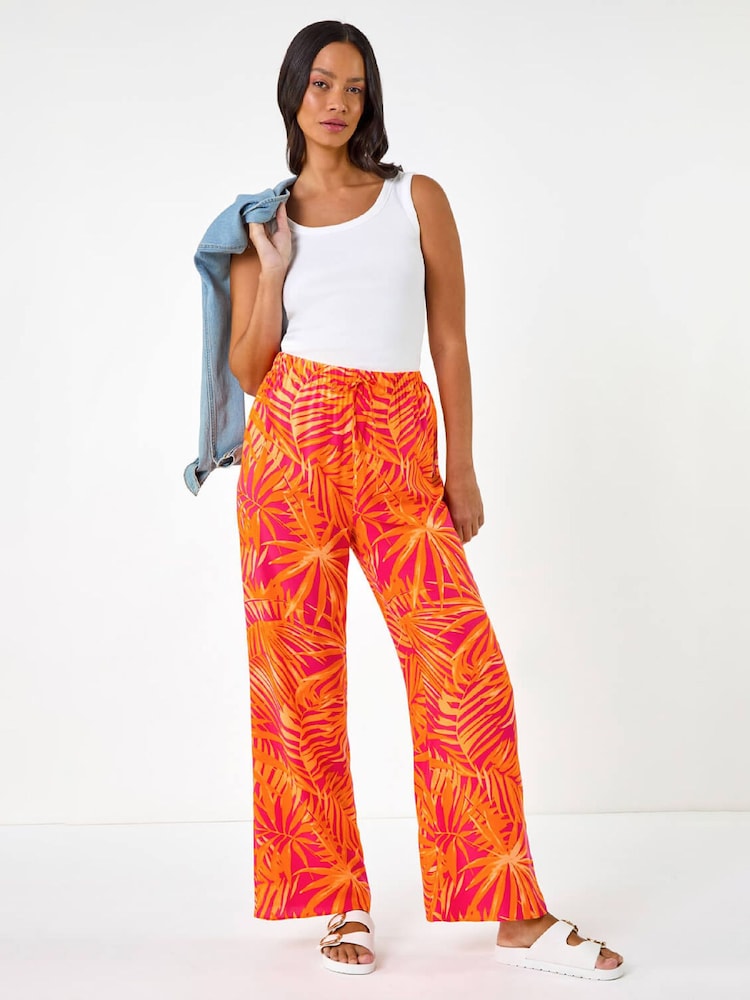 Roman Orange Shell Print Wide Leg Trousers - Image 2 of 5 Roman Orange Shell Print Wide Leg Trousers - Image 2 of 5