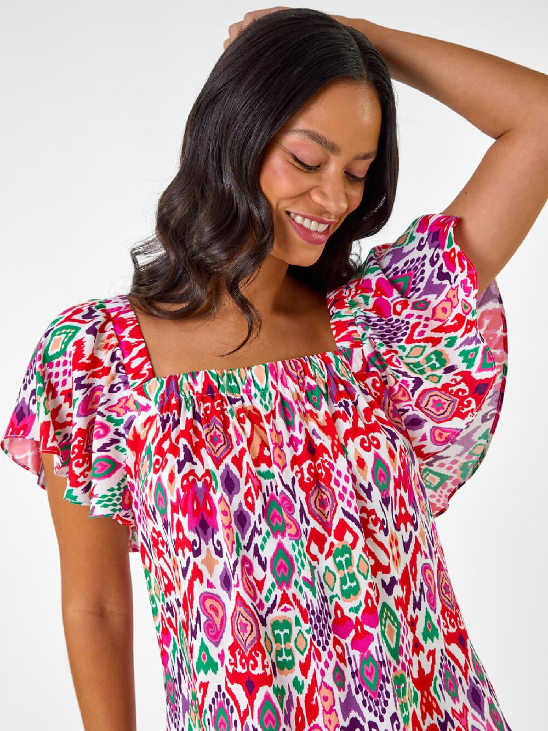 Roman Women's Pink Zig Zag Ruffle Shirt