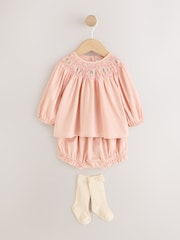 Pink Smock Woven Top, Shorts and Socks Baby Set 2 Piece (0mths-2yrs) - Image 1 of 5
