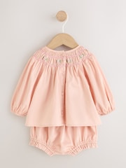 Pink Smock Woven Top, Shorts and Socks Baby Set 2 Piece (0mths-2yrs) - Image 2 of 5