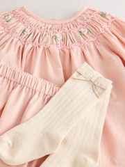 Pink Smock Woven Top, Shorts and Socks Baby Set 2 Piece (0mths-2yrs) - Image 4 of 5