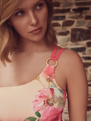 B by Ted Baker Pink/Yellow Floral One Shoulder Tankini with Tummy Control - Image 6 of 6