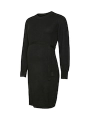 Mamalicious Black Knitted Belt Dress - Image 5 of 5