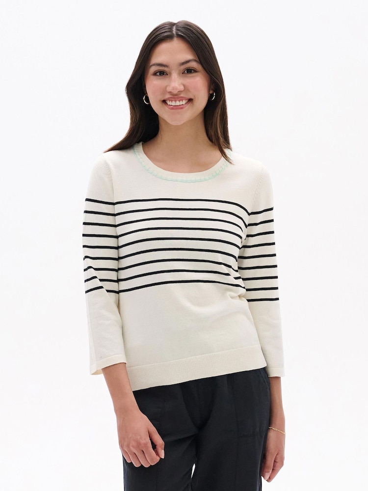 Hatley Black Stripes 3/4 Sleeve Knit Top - Image 1 of 3