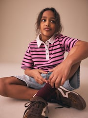 Pink Stripe Short Sleeve Rugby Top (3-16yrs) - Image 1 of 8