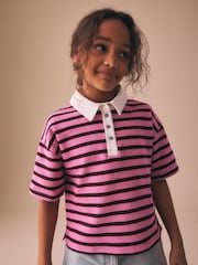 Pink Stripe Short Sleeve Rugby Top (3-16yrs) - Image 2 of 8