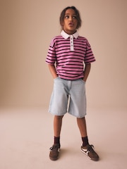 Pink Stripe Short Sleeve Rugby Top (3-16yrs) - Image 4 of 8
