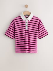 Pink Stripe Short Sleeve Rugby Top (3-16yrs) - Image 5 of 8