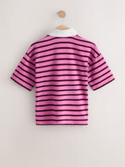 Pink Stripe Short Sleeve Rugby Top (3-16yrs) - Image 6 of 8