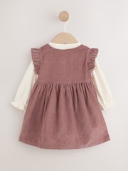 Chocolate Brown Floral Baby Pinafore Bodysuit And Tights 3 Piece Set (0mths-2yrs) - Image 2 of 12