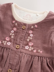 Chocolate Brown Floral Baby Pinafore Bodysuit And Tights 3 Piece Set (0mths-2yrs) - Image 6 of 12