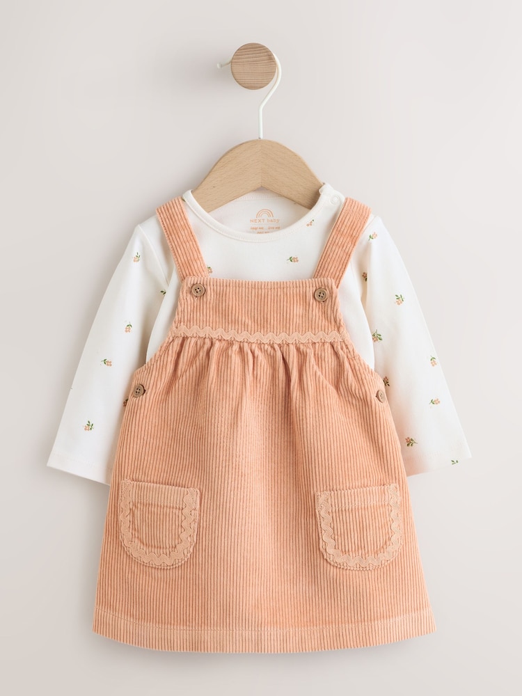 Rust Brown Cord Baby Bodysuit And Pinafore Set 2 Piece (0mths-2yrs) - Image 1 of 10 Rust Brown Cord Baby Bodysuit And Pinafore Set 2 Piece (0mths-2yrs) - Image 1 of 10