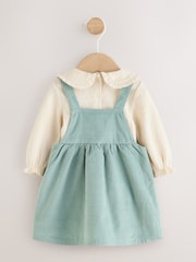 Teal Blue Baby Pinafore Bodysuit And Tights 3 Piece Set (0mths-2yrs) - Image 6 of 10
