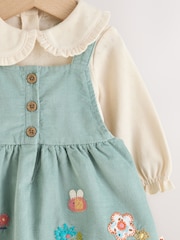 Teal Blue Baby Pinafore Bodysuit And Tights 3 Piece Set (0mths-2yrs) - Image 7 of 10