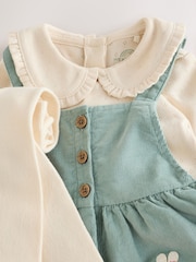 Teal Blue Baby Pinafore Bodysuit And Tights 3 Piece Set (0mths-2yrs) - Image 9 of 10