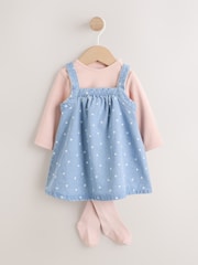Denim Spot Baby Pinafore, Long Sleeve Bodysuit And Tights 3 Piece Set (0mths-2yrs) - Image 1 of 11