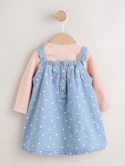 Denim Spot Baby Pinafore, Long Sleeve Bodysuit And Tights 3 Piece Set (0mths-2yrs) - Image 3 of 11
